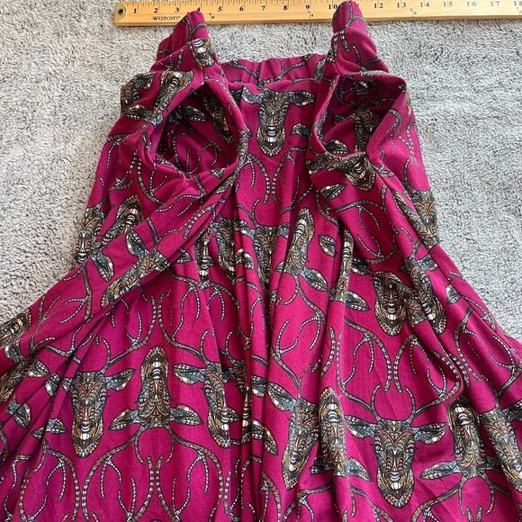 Lularoe Madison Skirt Medium Pleated Midi Knit Pull On Pockets Mosaic Deer 16685 - Picture 4 of 9